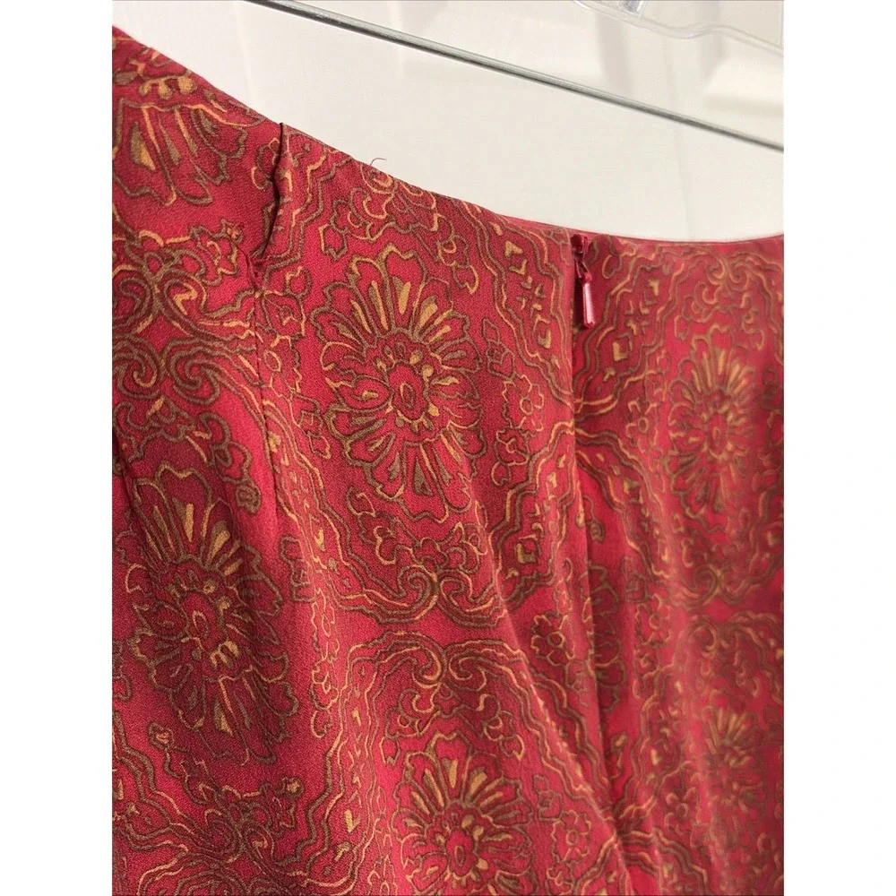 Liz Claiborne Faux Wrap Maxi Skirt Womens 6 Red Paisley Silk Vintage Size 6
